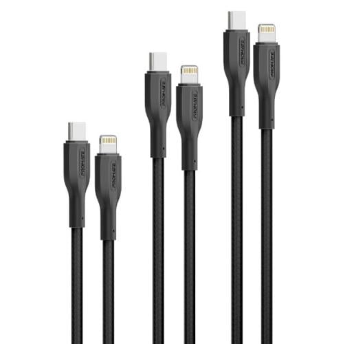 بروميت مجموعة كيابل USB-C الى لايتنينغ ثلاثية بقدر...