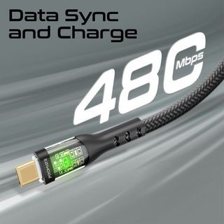 سلك شحن USB-C بتصميم انيق شفاف مع توصيل طاقة سريع...