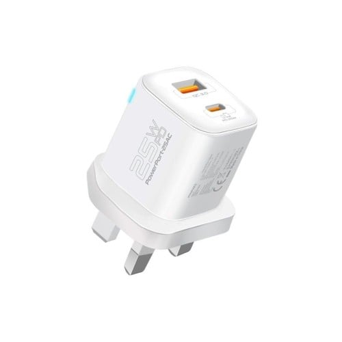 بروميت راس شاحن جداري 25 واط بمنفذ USB-A ومنفذ Typ...