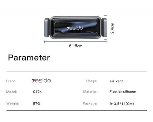 يسيدو ستاند جوال للسيارة على فتحات المكيف-اسود-C12...