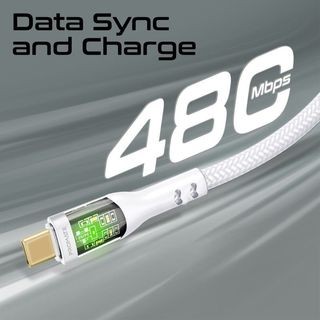 سلك شحن USB-C بتصميم انيق شفاف مع توصيل طاقة سريع...