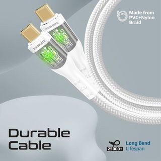 سلك شحن USB-C بتصميم انيق شفاف مع توصيل طاقة سريع...