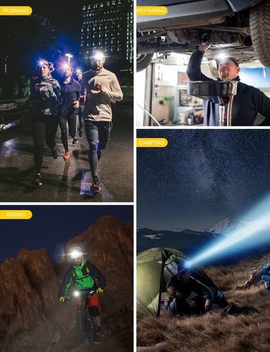 كشاف رأس صغير بقوة إضاءة عالية مع مستشعر حركة قابل...