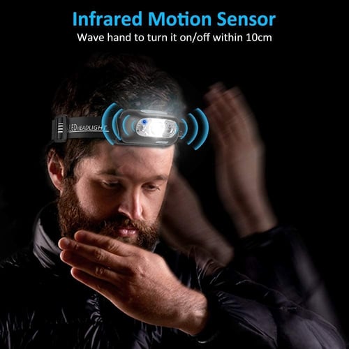 كشاف رأس صغير بقوة إضاءة عالية مع مستشعر حركة قابل...