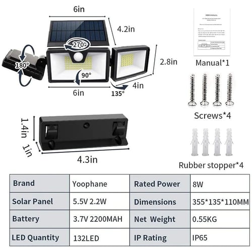 لمبة أمان خارجية بالطاقة الشمسية متعددة الاتجاهات...