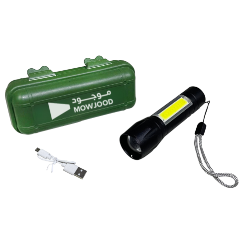 كشاف يدوي صغير قابل لإعادة الشحن م للماء مع لمبة ج...