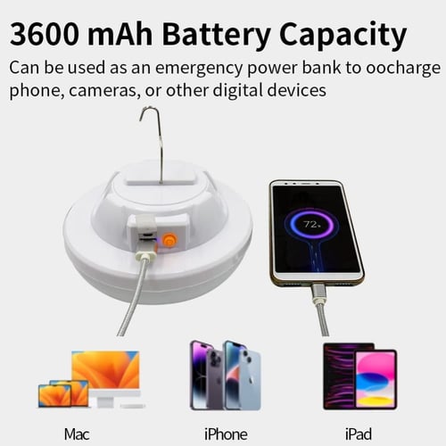 لمبة تخييم متعددة الأوضاع بإضاءة كريمي وأبيض - قاب...