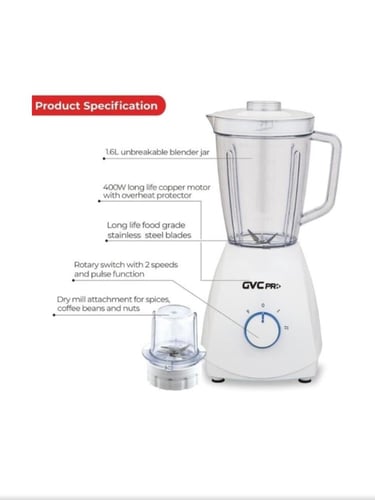 خلاط جي في سي برو مع مطحنة 2 في 1 موديل GVCBL-470