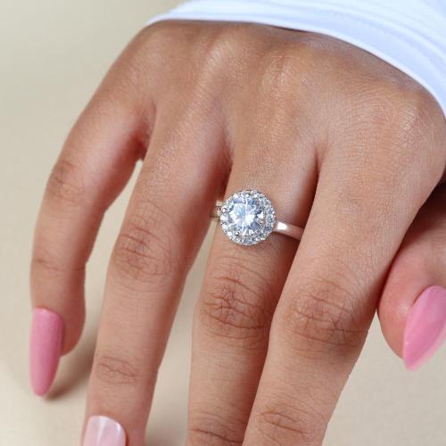 خاتم فضه بحجر الزركون الفضي