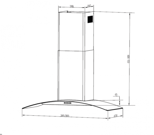 شفاط مطبخ 90سم زجاج ماطور المنيوم قوة الشفط 1200 ا...