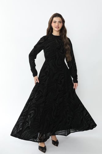 فستان شامواه على شيفون مبطن بقصة كلوش