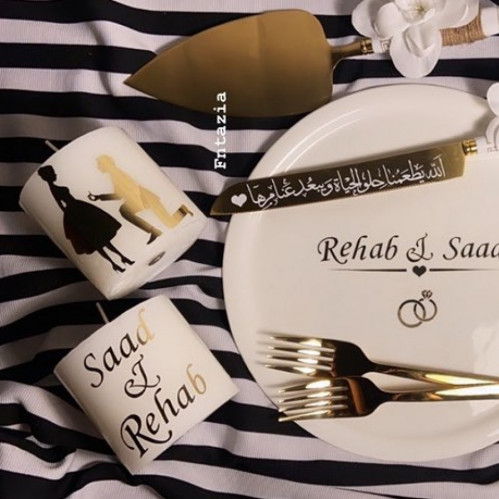 طقم ملكه ذهبي بتنسيق ورد ابيض