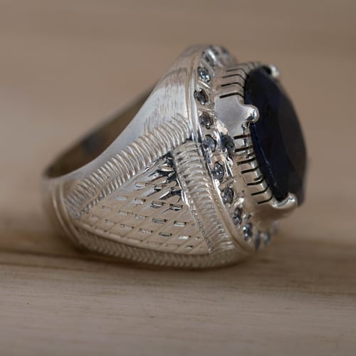 خاتم رجالي حجر الزفير الطبيعي واحجار الزركون