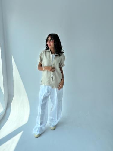 قميص كم قصير بيج