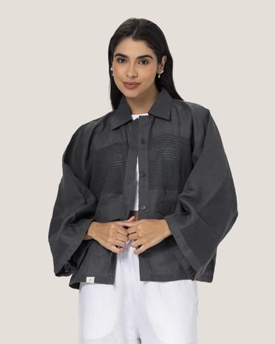 قميص شبكي رمادي