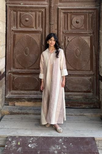 جلابية مغربي بني وبيج أطفال