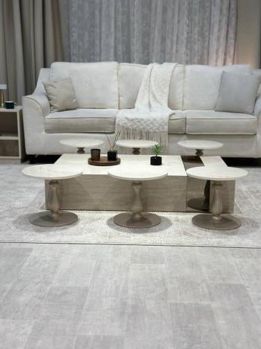 طقم طاولة أرضي فاخر مع 6 خدمة بتصميم عصري ومواصفات...