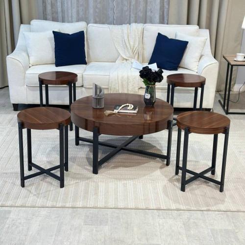 طقم طاولات ضيافة خشب لون بني