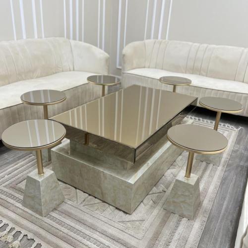 طقم طاولات ضيافه بديل رخام مع6طاولات خدمه