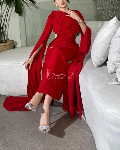 فستان نورة بلون احمر بتصميم أنيق وفاخر