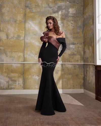 فستان ساتر بأكمام قصه فيونكة بتصميم فاخر