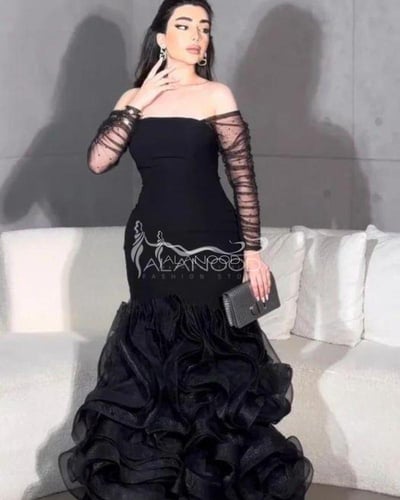 فستان نسائي اسود انيق تفته فخمة