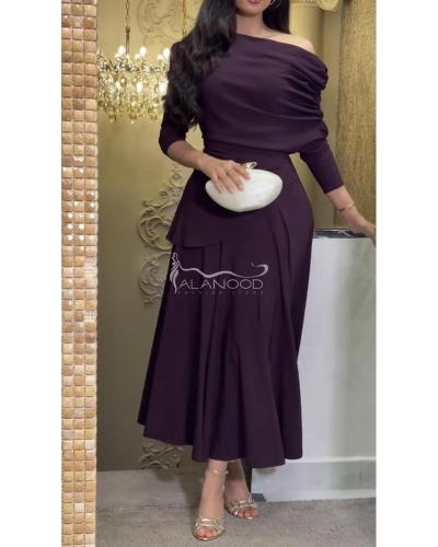 فستان ناعم بنفسجي أنيق بتصميم عصري فخم
