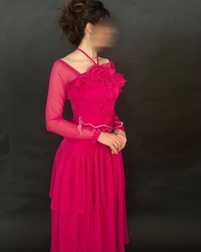 فستان فوشي ناعم أنيق للعيد 2025