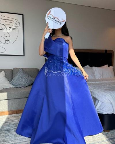 فستان سهرة نيلي بكلفة شك فاخر