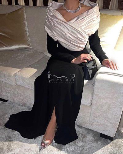 فستان سهرة ساتر و طويل أنيق بتصميم عصري فاخر