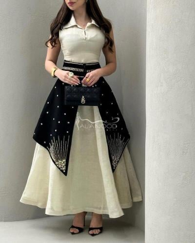 فستان رمضاني تصميم العنود - فستان أنيق بلون البيج...