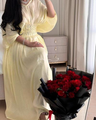 فستان عذاري أصفر أنيق فخم