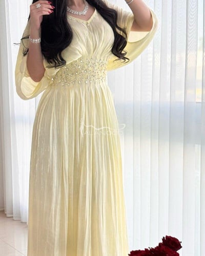 فستان عذاري أصفر أنيق فخم