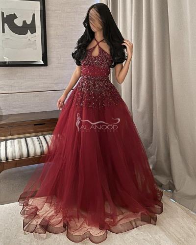 فستان ملكة احمر غامق