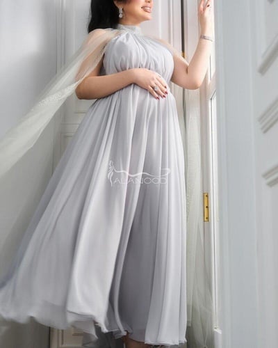 فستان حوامل أنيق رمادي للاعراس