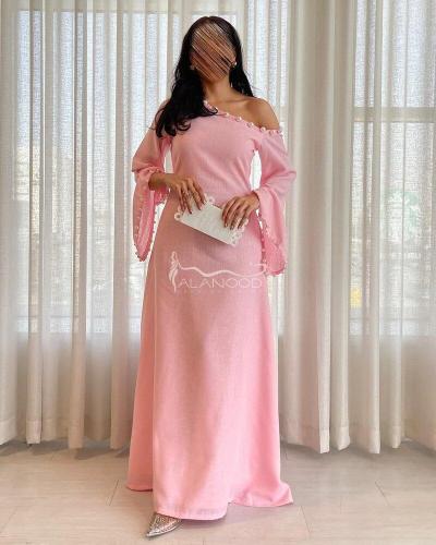 فستان غرام بلون وردي واسع وانيق