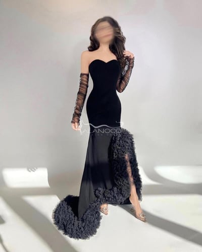 فستان حفلات مناسبات مكشوف الأكتاف مكرمش بالتل الاص...