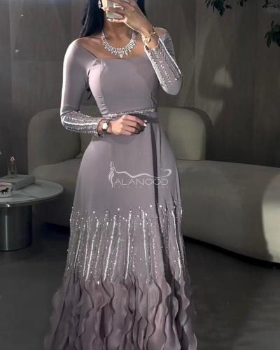 فستان غرام راقي فخم تطريز فاخر بتصميم أنيق