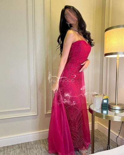 فستان سهره فوشي بكلفة فاخرة بشال اورجانزا مميز