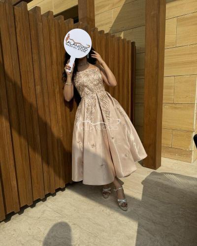 فستان هبه الذهبي الفاخر