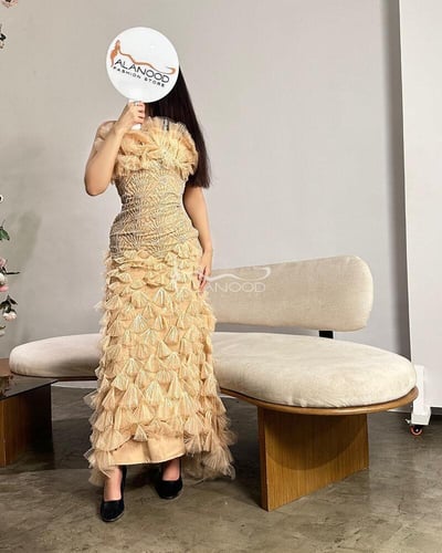 فستان نوف اخت العروس سهرة مطرز فخم بتصميم أنيق ومم...