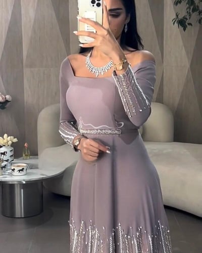 فستان غرام راقي فخم تطريز فاخر بتصميم أنيق