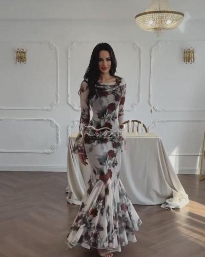 فستان ناعم برسومات زهور