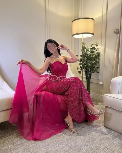 فستان سهره فوشي بكلفة فاخرة بشال اورجانزا مميز