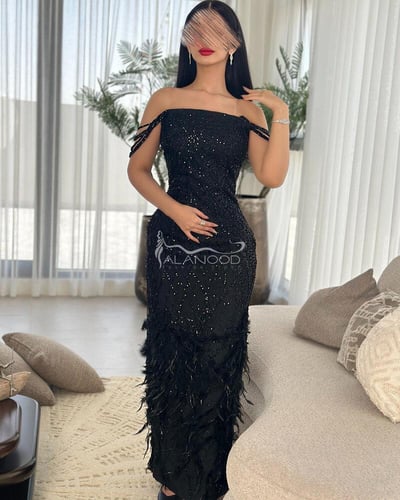 فستان سهرة كحلي واسود بريش بكلفة شك - العنود: جمال...