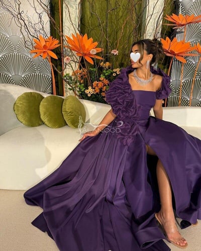 فستان سهرة بلون موف ترند الموسم