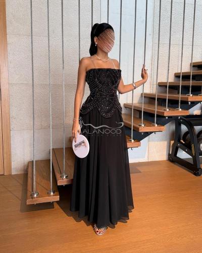 فستان سهرة اسود كرستال فخم وانيق