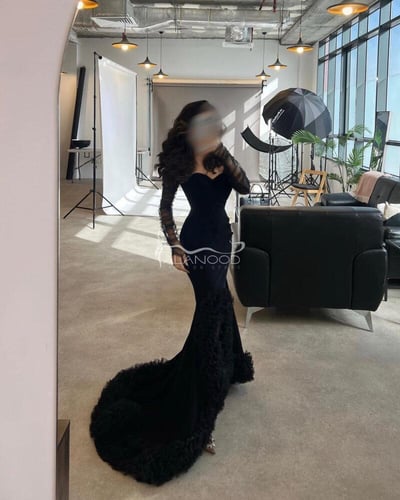 فستان حفلات مناسبات مكشوف الأكتاف مكرمش بالتل الاص...