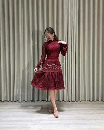 فستان العيد 2026 دانتيل عودي فخم وانيق