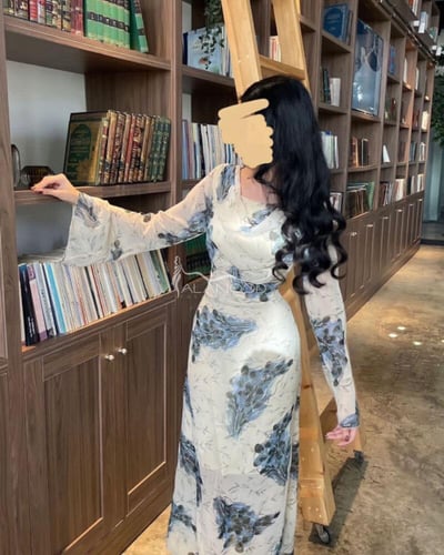 فستان شيفون مشجر للعيد بتصميم أنيق